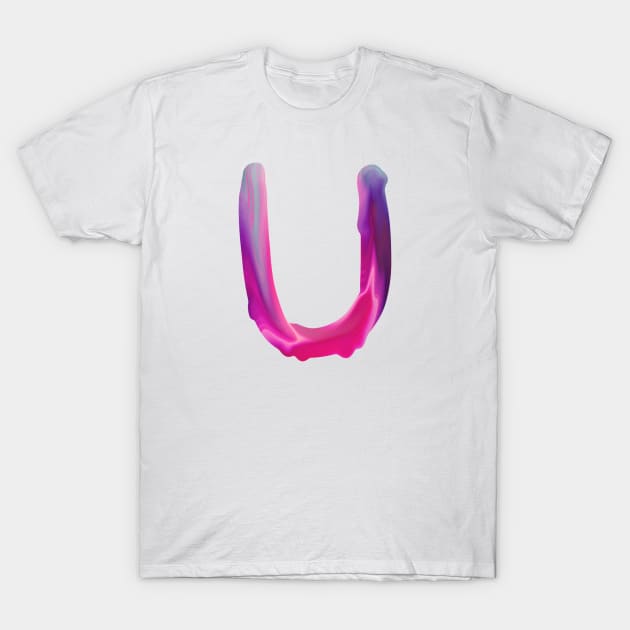 Letter U In Vibrant Watercolor T-Shirt by Binging merch